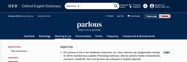 The double edged "Parlous"